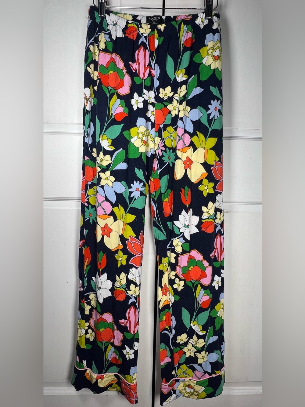 Kate Spade Flower Print Pajama Pants Pockets Elastic Waist Sz S